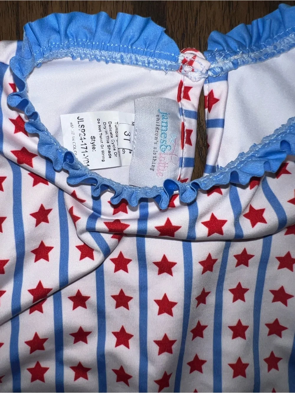 Girls James and Lottie Stars and Stripes One Piece Long Sleeve Size 3t